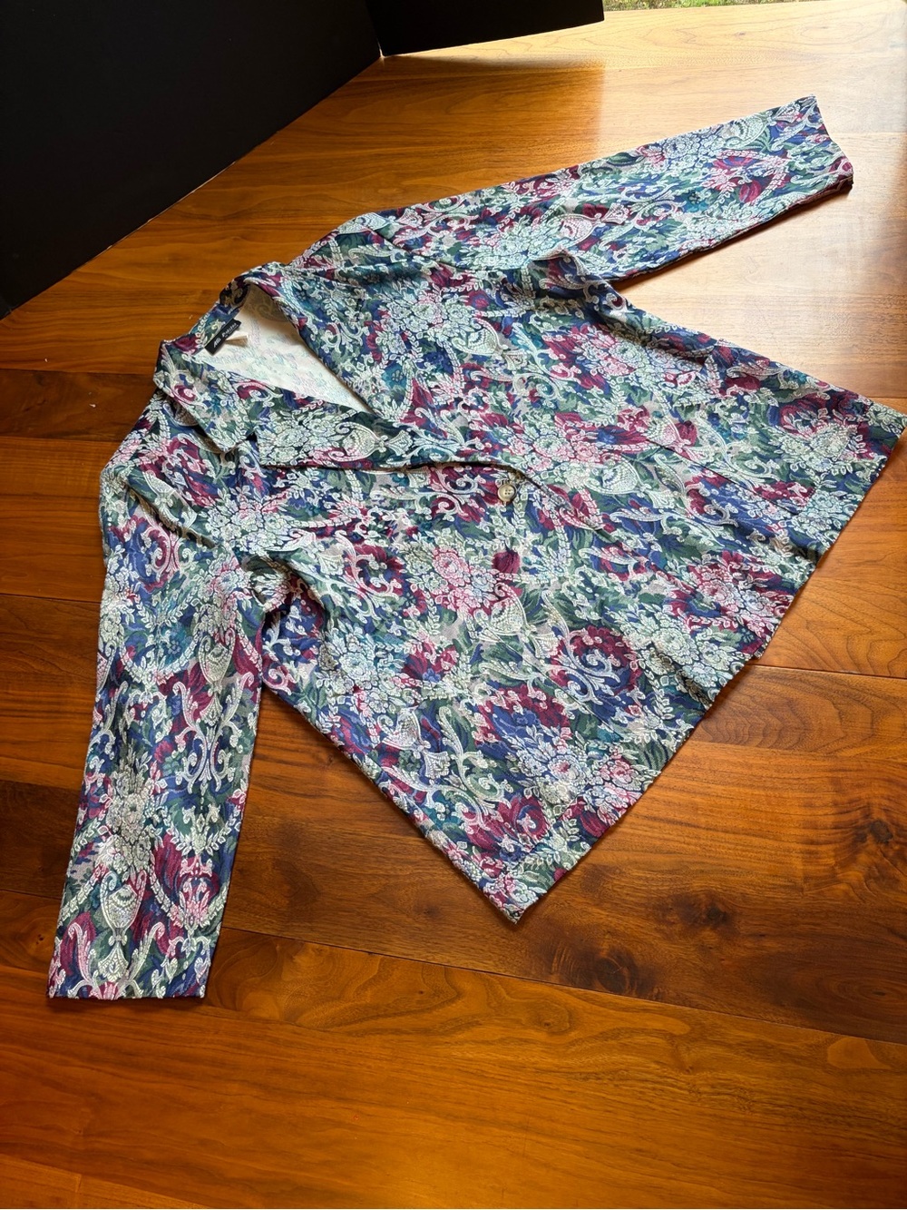 Vintage Alli Petites Tapestry Blazer Jacket Womens 10P Floral Jacquard Lined